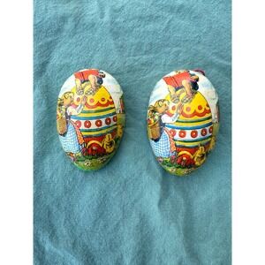 Vintage 4 Inch Antique German Easter Bunny Reading on Egg‎ Paper Mache Egg Rare